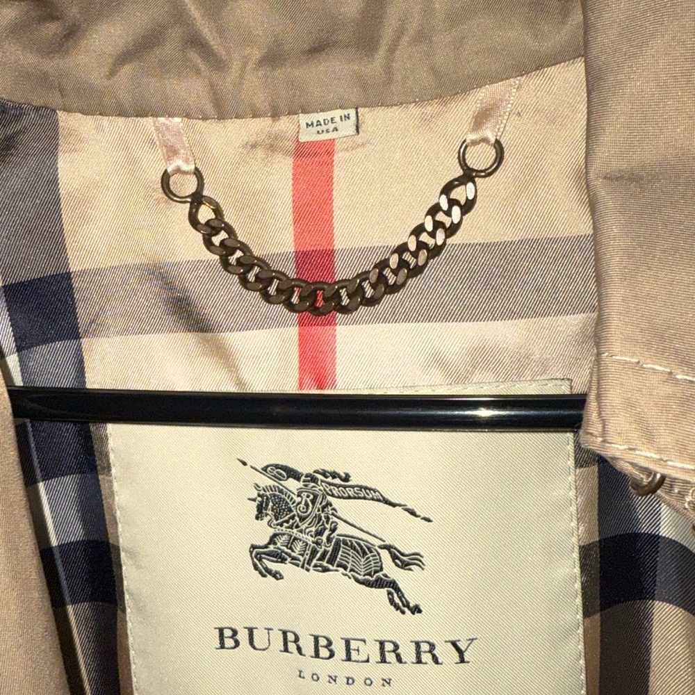 Burberry Beige and Red Plaid Coat